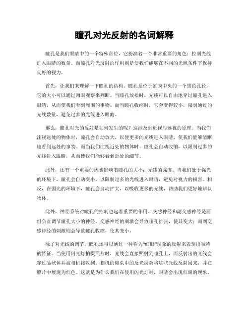 瞳孔对光反射的名词解释