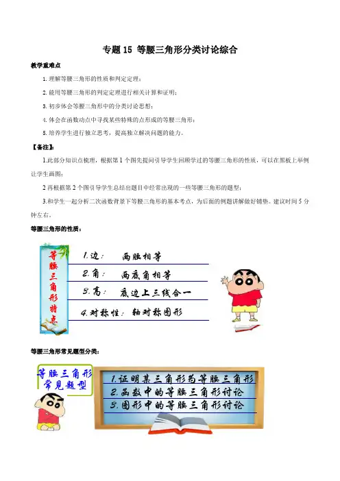 上海2020年中考数学压轴专题：专题15 等腰三角形分类讨论综合(解析版)