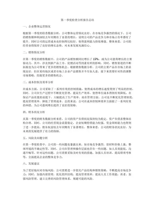 第一季度检查分析报告总结