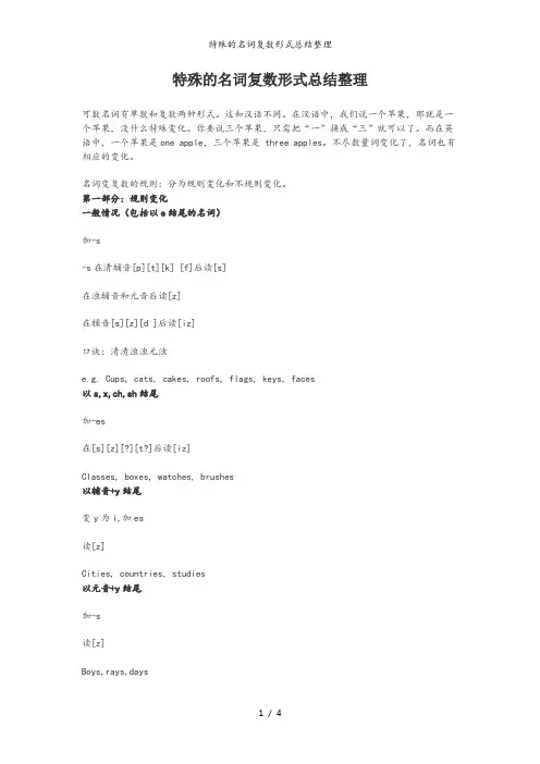 特殊的名词复数形式总结整理