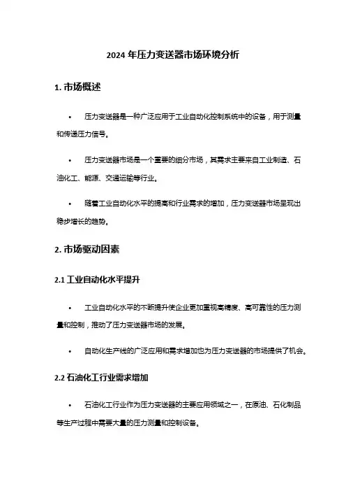 2024年压力变送器市场环境分析