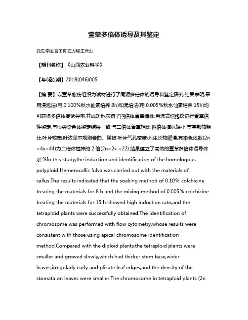 萱草多倍体诱导及其鉴定
