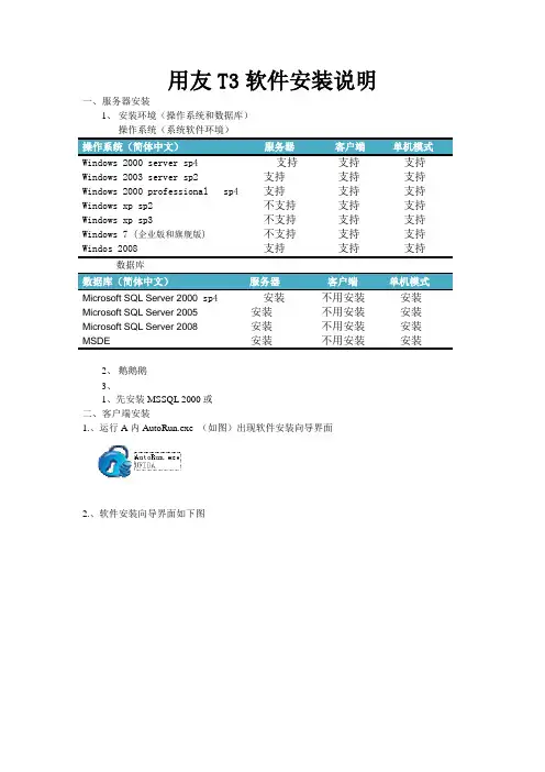 用友T3安装步骤图解