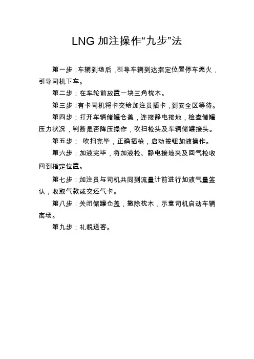 LNG加注操作“九步”法