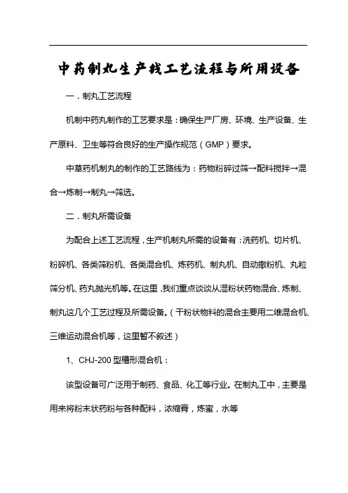 中药制丸生产线工艺流程与所用设备