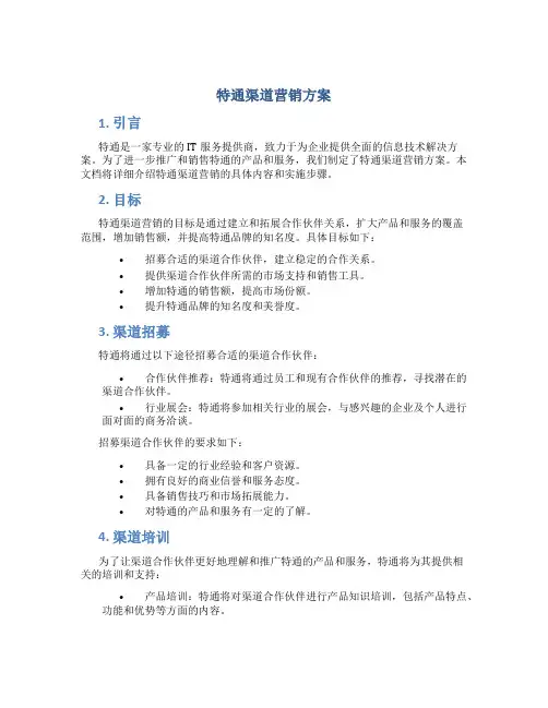 特通渠道营销方案