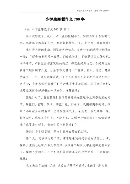 小学生寒假作文700字_4