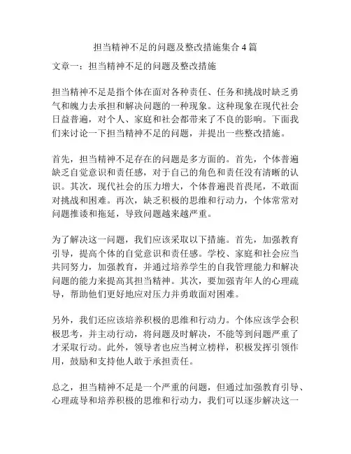担当精神不足的问题及整改措施集合4篇