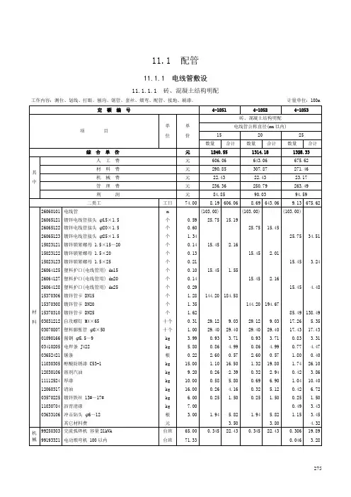 第十一章 配管、配线-定额