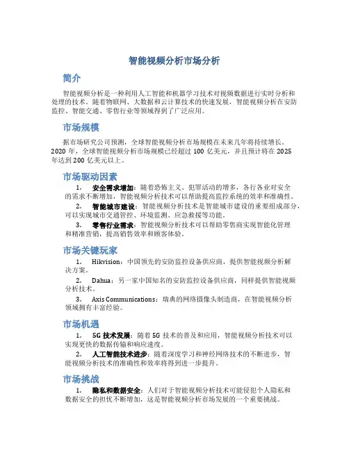 智能视频分析市场分析