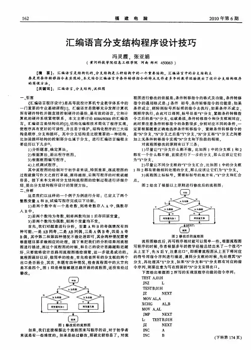 汇编语言分支结构程序设计技巧