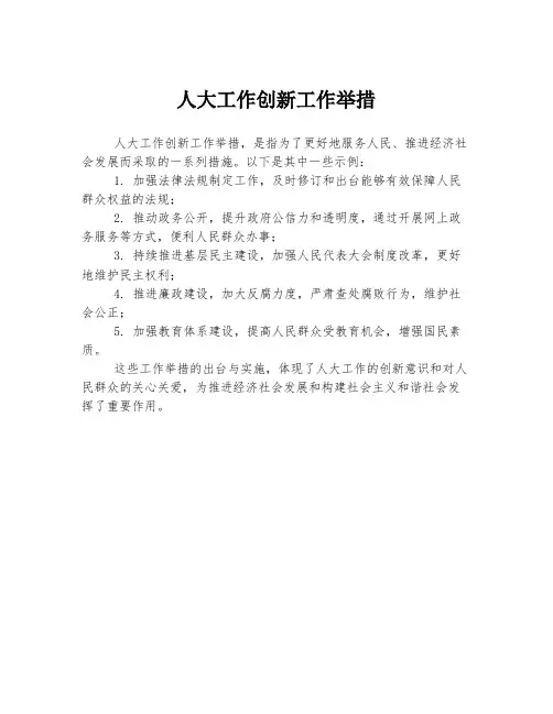 人大工作创新工作举措