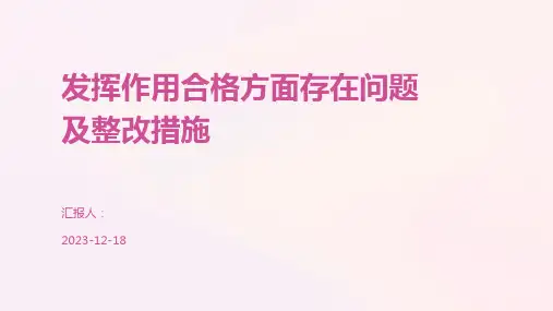 发挥作用合格方面存在问题及整改措施