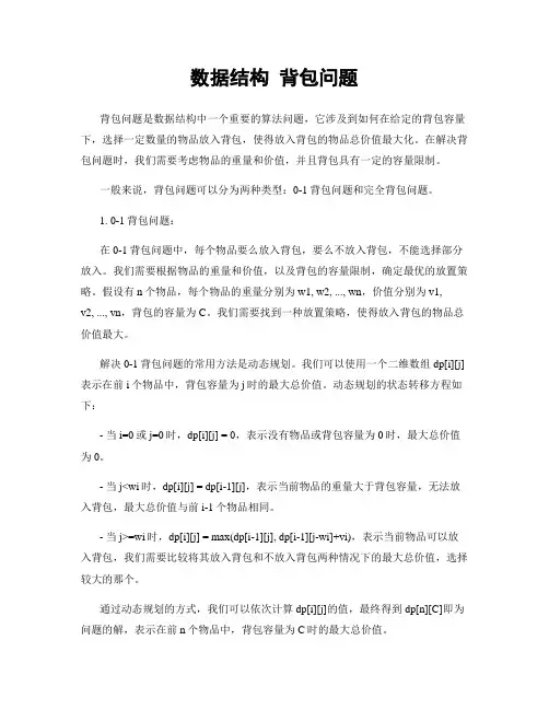 数据结构 背包问题