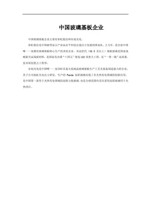 中国玻璃基板企业