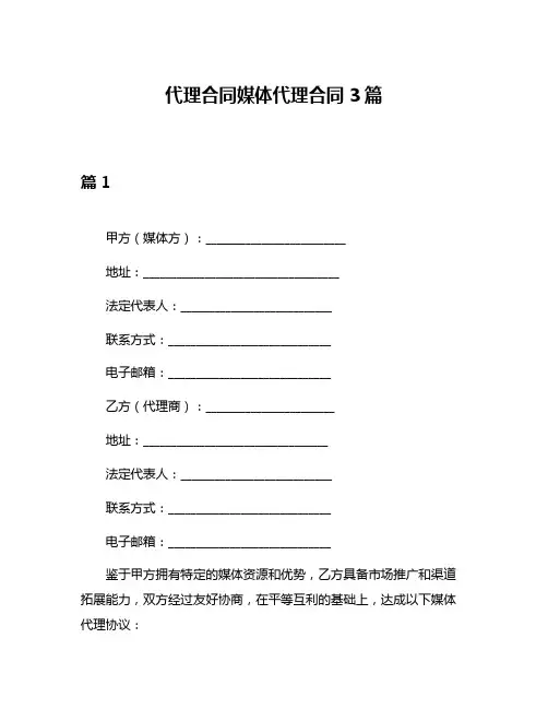 代理合同媒体代理合同3篇