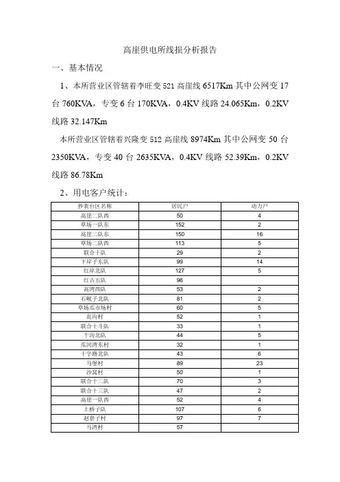 高崖供电所线损分析报告