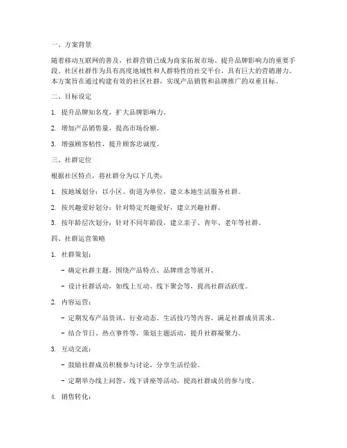 社区社群的销售方案