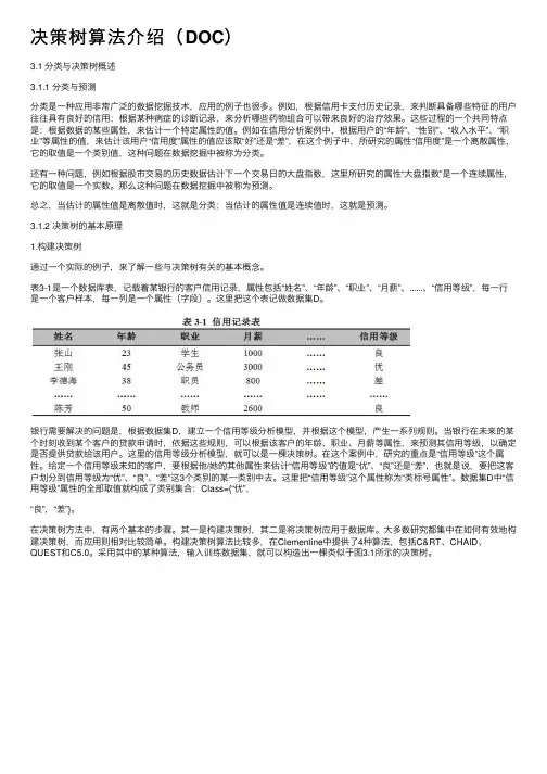 决策树算法介绍（DOC）