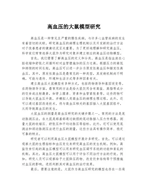 高血压的大鼠模型研究