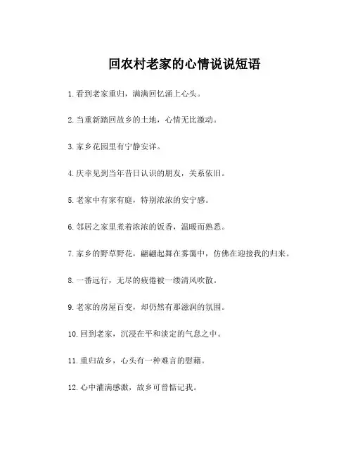回农村老家的心情说说短语