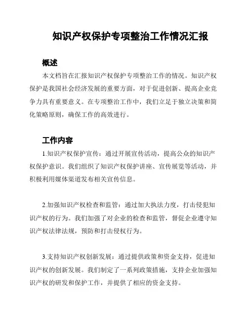 知识产权保护专项整治工作情况汇报