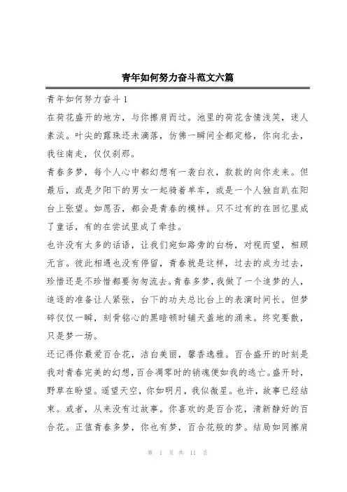 青年如何努力奋斗范文六篇