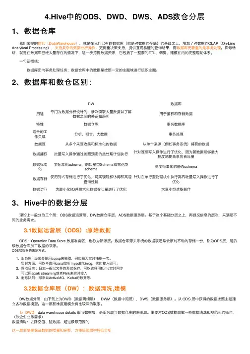 4.Hive中的ODS、DWD、DWS、ADS数仓分层