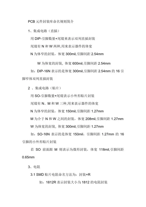 PCB元件封装库命名规则简介