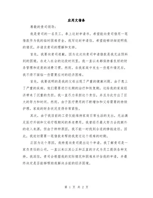 应用文借条