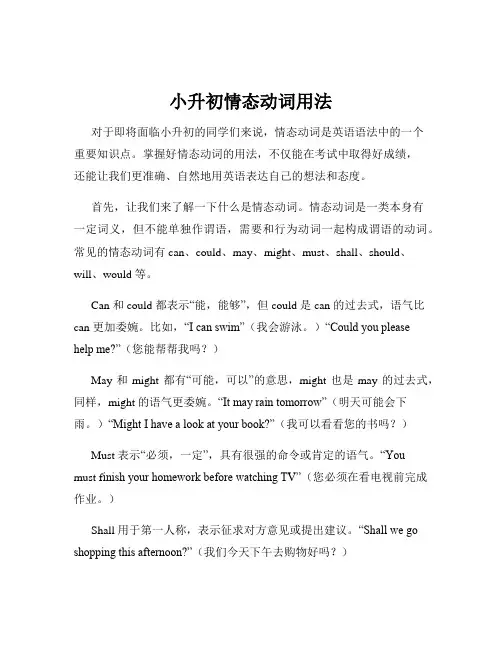 小升初情态动词用法