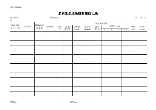 38水及废水现场检测原始记录
