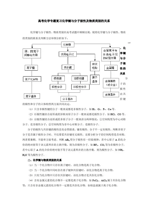 高考化学专题复习化学键与分子极性及物质类别的关系