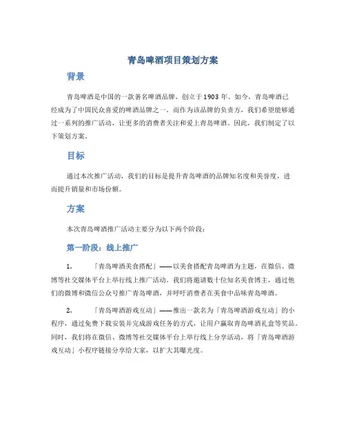 青岛啤酒项目策划方案