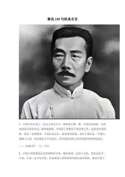 鲁迅名言大全100句短