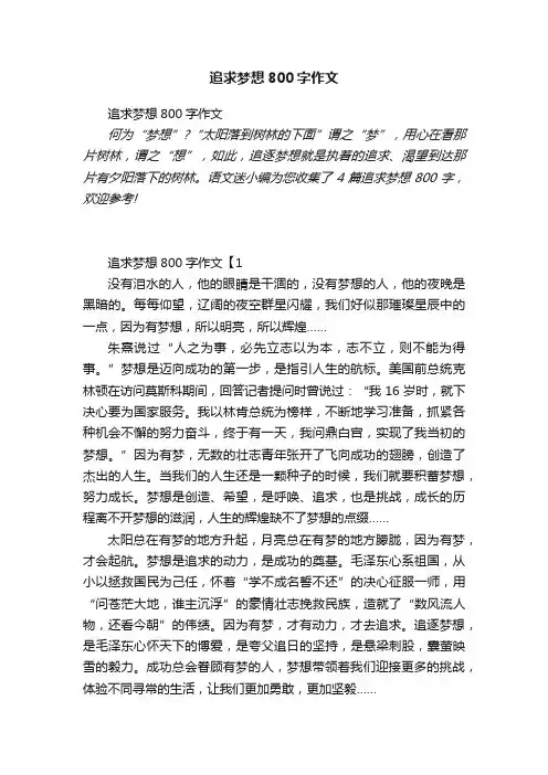 追求梦想800字作文