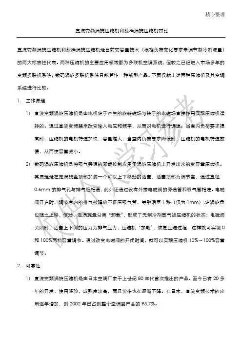 直流变频涡旋压缩机和数码涡旋压缩机对比 - 副本