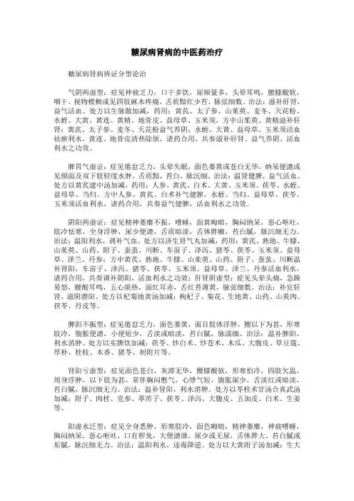 糖尿病肾病的中医药治疗