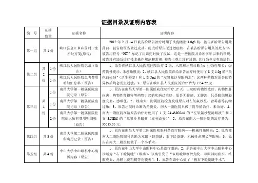 (完整word版)证据目录及证明内容表