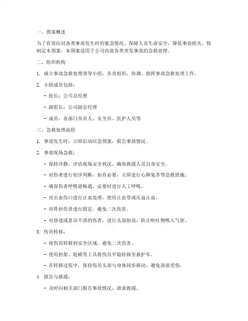 事故急救处理预案模板范文