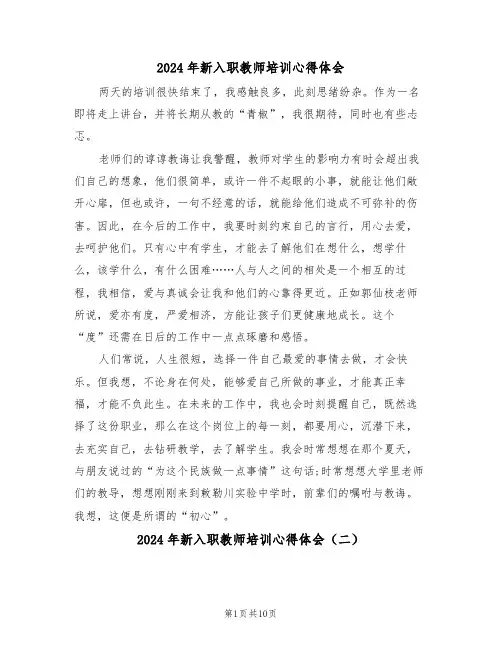2024年新入职教师培训心得体会(五篇)