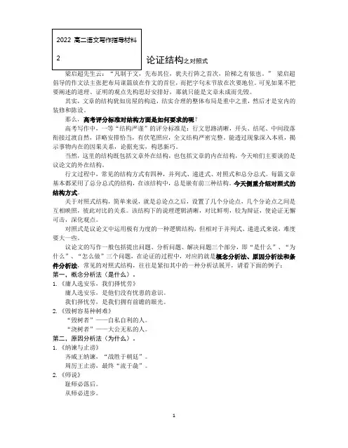 高考议论文论证结构之对照式