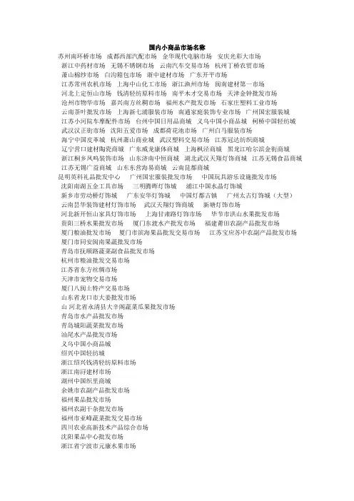 国内小商品市场名称
