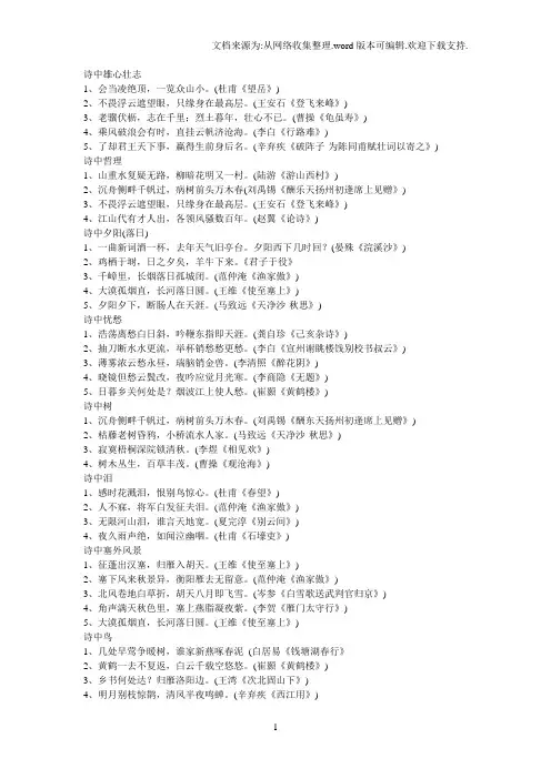 古诗中描写雄心壮志的诗句