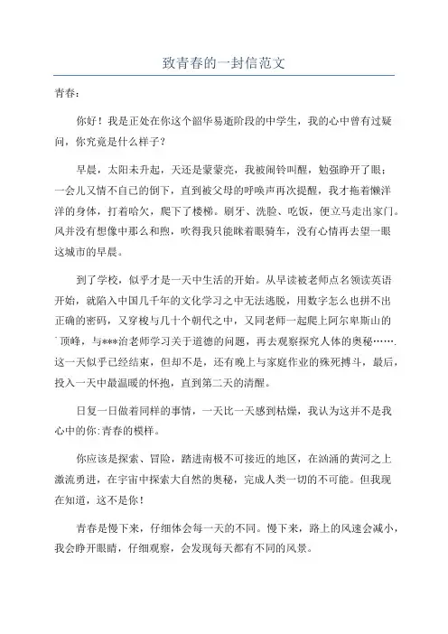 致青春的一封信范文