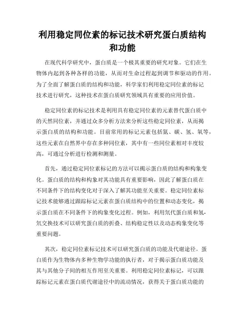 利用稳定同位素的标记技术研究蛋白质结构和功能
