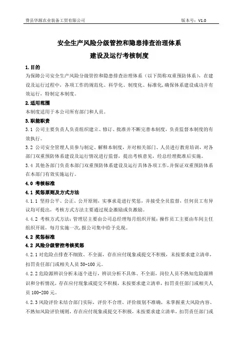双体系建设运行考核奖惩制度