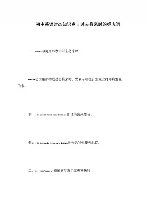 初中英语时态知识点：过去将来时的标志词