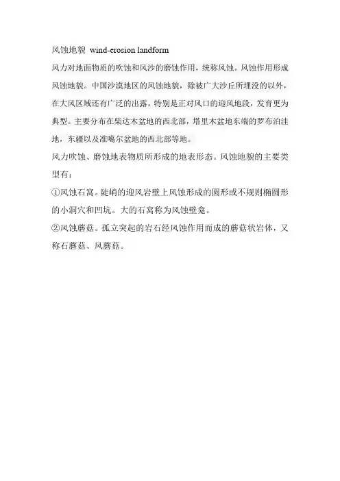 典型风蚀地貌类型