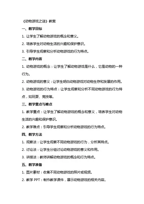 《动物游戏之谜》教案